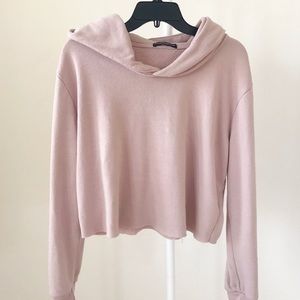 Brandy Melville cropped light pink hoodie